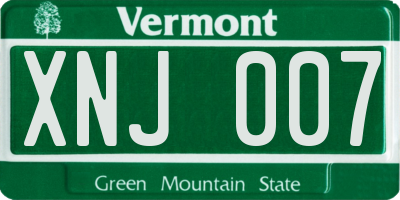VT license plate XNJ007