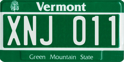 VT license plate XNJ011