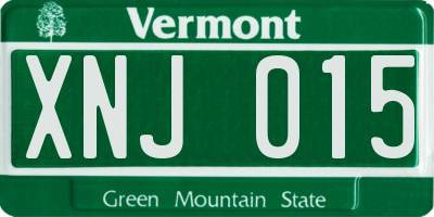 VT license plate XNJ015