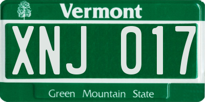 VT license plate XNJ017