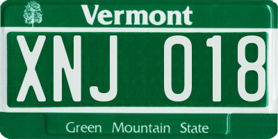 VT license plate XNJ018