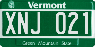 VT license plate XNJ021