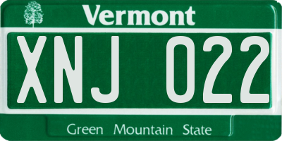 VT license plate XNJ022