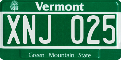 VT license plate XNJ025