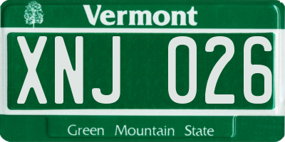 VT license plate XNJ026