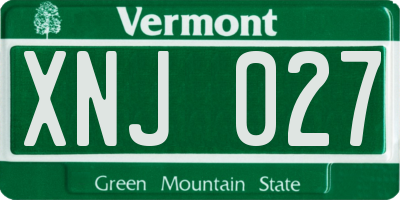 VT license plate XNJ027