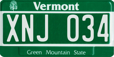 VT license plate XNJ034