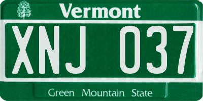 VT license plate XNJ037