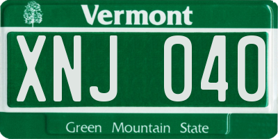 VT license plate XNJ040
