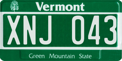 VT license plate XNJ043