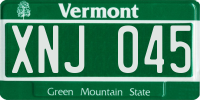 VT license plate XNJ045