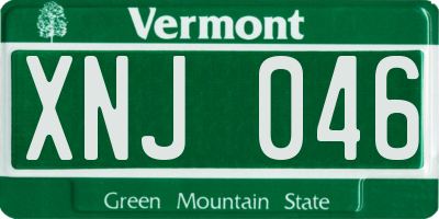 VT license plate XNJ046