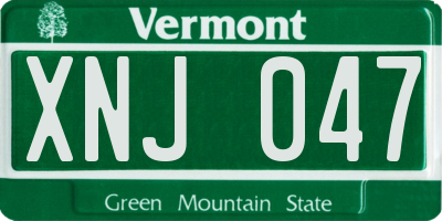 VT license plate XNJ047