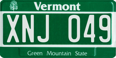 VT license plate XNJ049