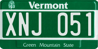 VT license plate XNJ051