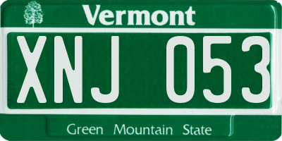 VT license plate XNJ053