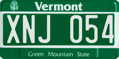 VT license plate XNJ054