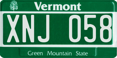 VT license plate XNJ058