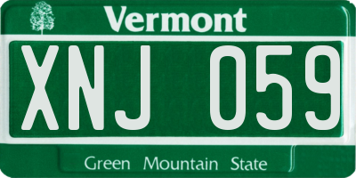 VT license plate XNJ059