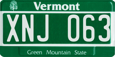 VT license plate XNJ063