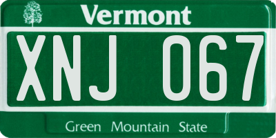 VT license plate XNJ067