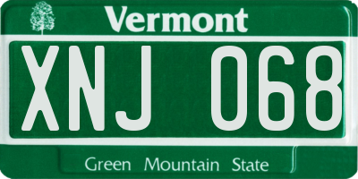 VT license plate XNJ068