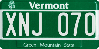 VT license plate XNJ070