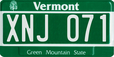 VT license plate XNJ071