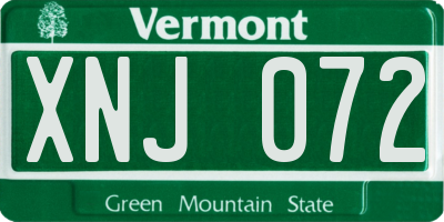 VT license plate XNJ072
