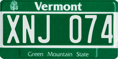 VT license plate XNJ074