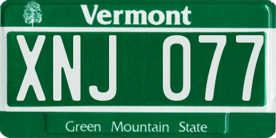 VT license plate XNJ077