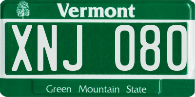 VT license plate XNJ080