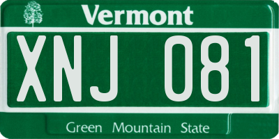 VT license plate XNJ081