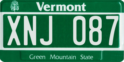 VT license plate XNJ087