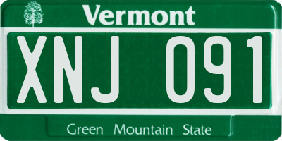 VT license plate XNJ091