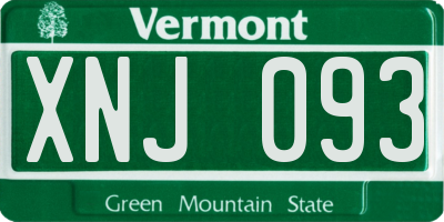 VT license plate XNJ093