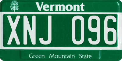 VT license plate XNJ096