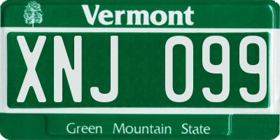 VT license plate XNJ099
