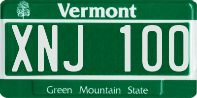 VT license plate XNJ100