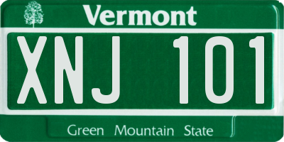 VT license plate XNJ101