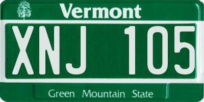 VT license plate XNJ105