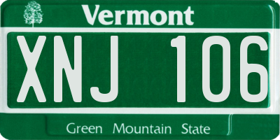VT license plate XNJ106