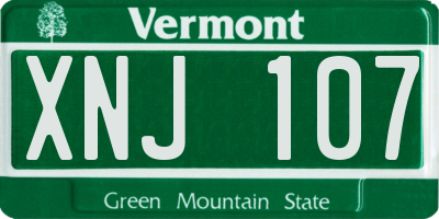 VT license plate XNJ107