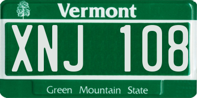 VT license plate XNJ108