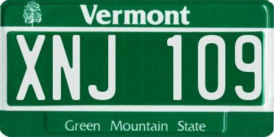 VT license plate XNJ109