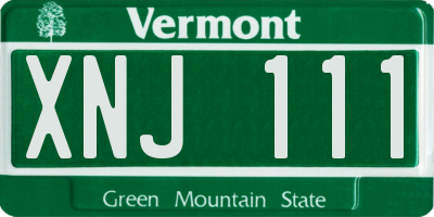 VT license plate XNJ111