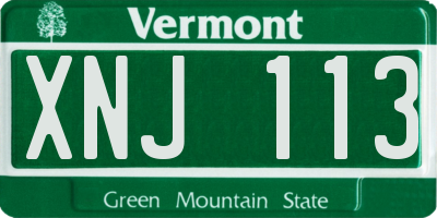VT license plate XNJ113