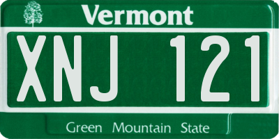 VT license plate XNJ121