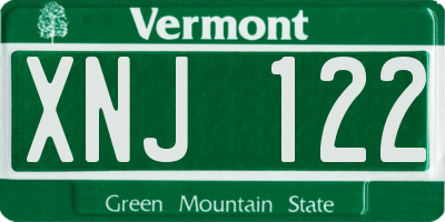 VT license plate XNJ122