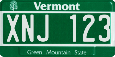 VT license plate XNJ123